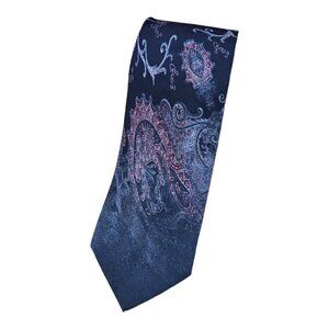 ROBERTO CAVALLI Men's 100% Silk Necktie LUXURY Tie Gray Paisley W:3.6" EUC